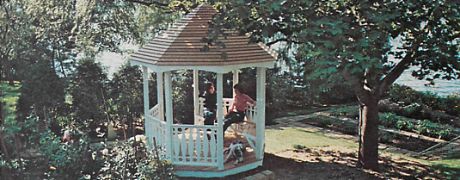 Group 3 section image - Gazebo in garden by pond