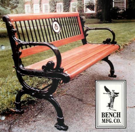 Product Groups Introcuction - Ladderback bench in front of university dorm